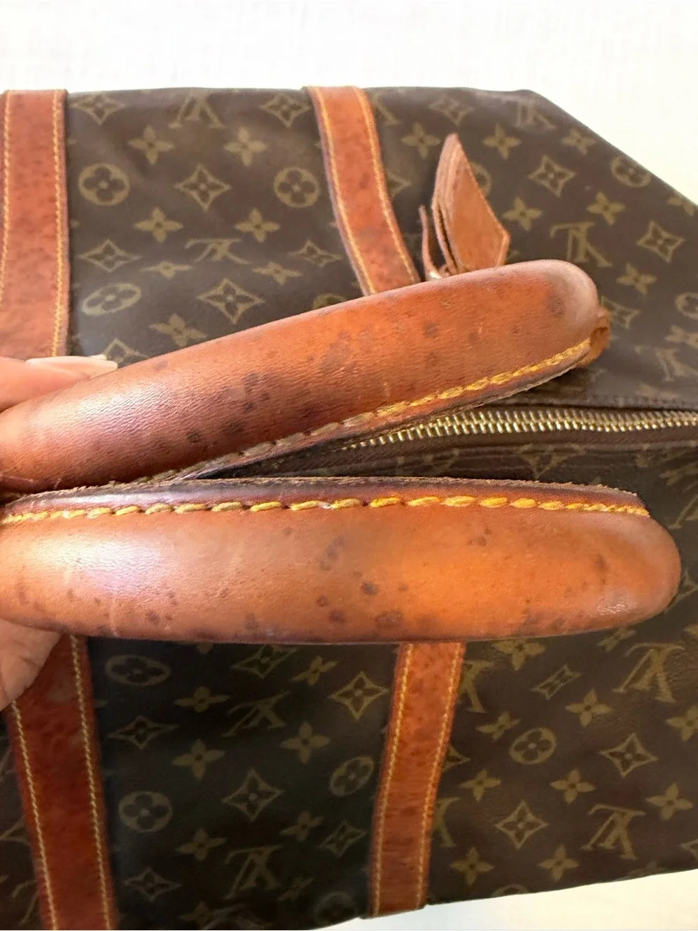 Louis Vuitton Keepall 50 Monogram Boston Bag Brown Authentic -